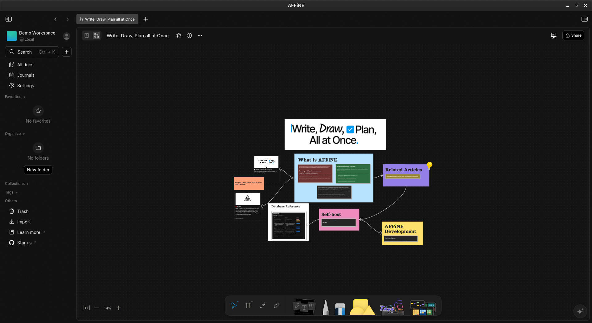 AFFiNE Document editor actual UI screenshot