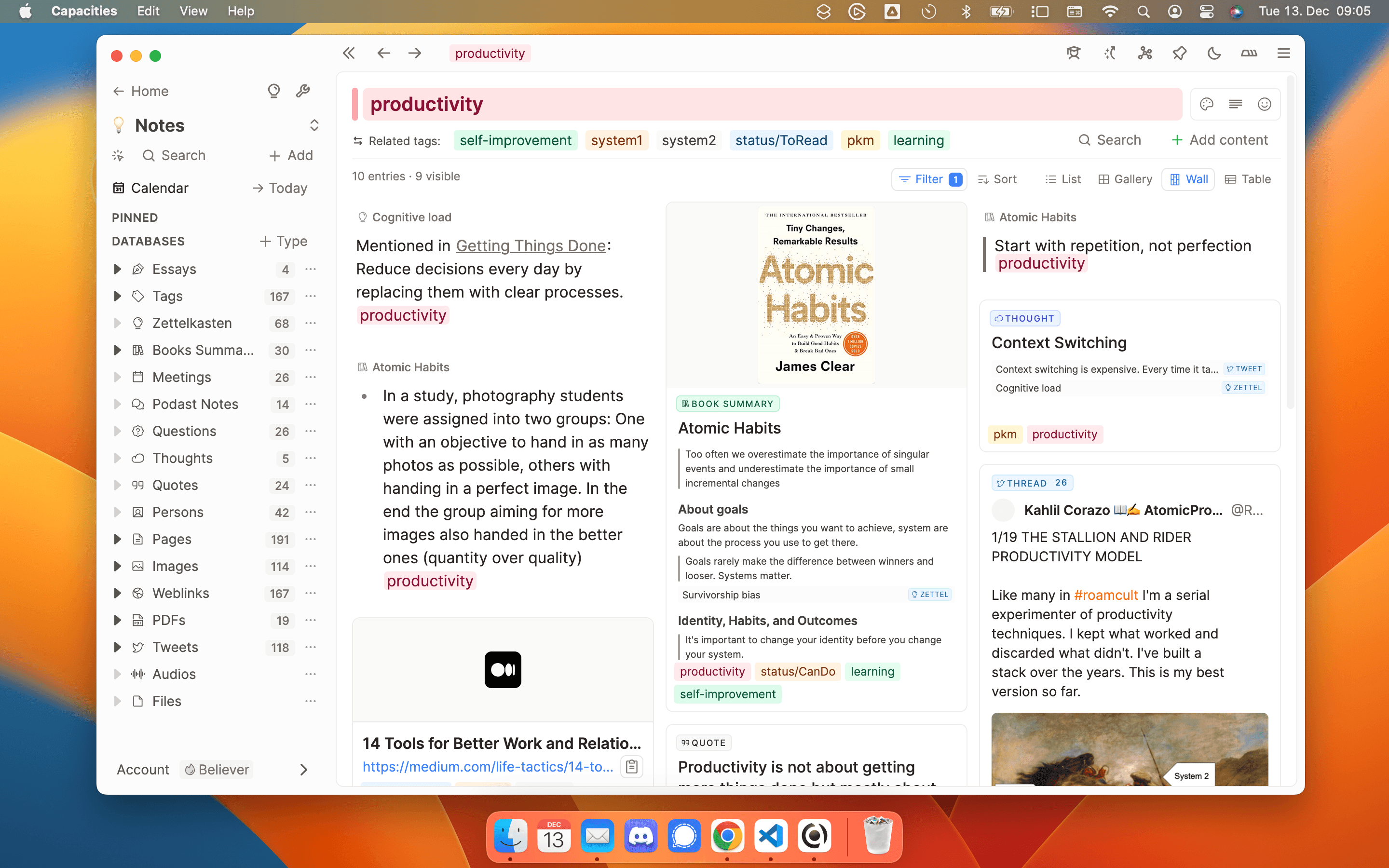 Capacities Desktop app actual UI screenshot