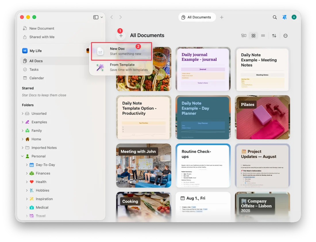 Craft Document management actual UI screenshot