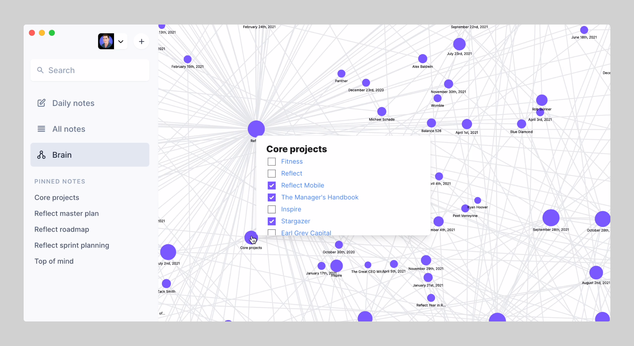 Reflect Graph and notes actual UI screenshot