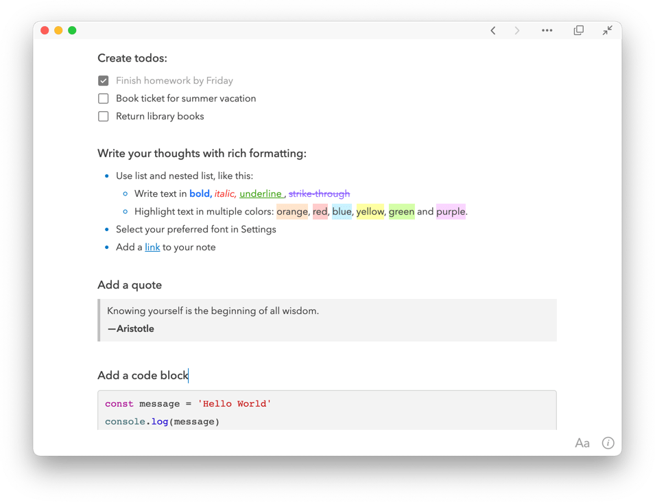 UpNote Rich note editor actual UI screenshot