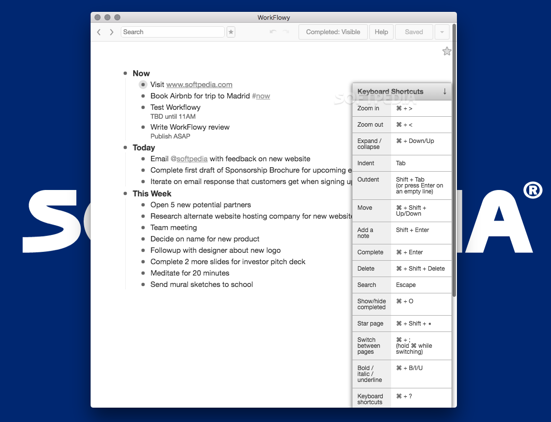 Workflowy Nested outline actual UI screenshot